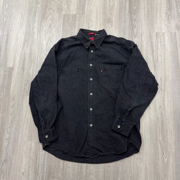 Vintage Levis Denim Button Shirt Men's Extra Large XL Black Workwear Western - Picture 1 of 7